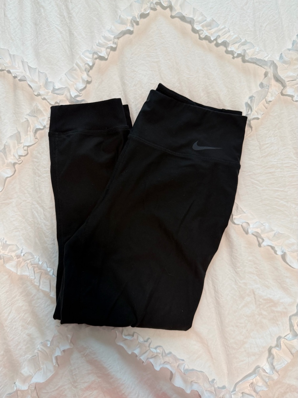 Nike Dri-Fit Legend Black Athletic Jogger Leggings with Subtle Swoosh M